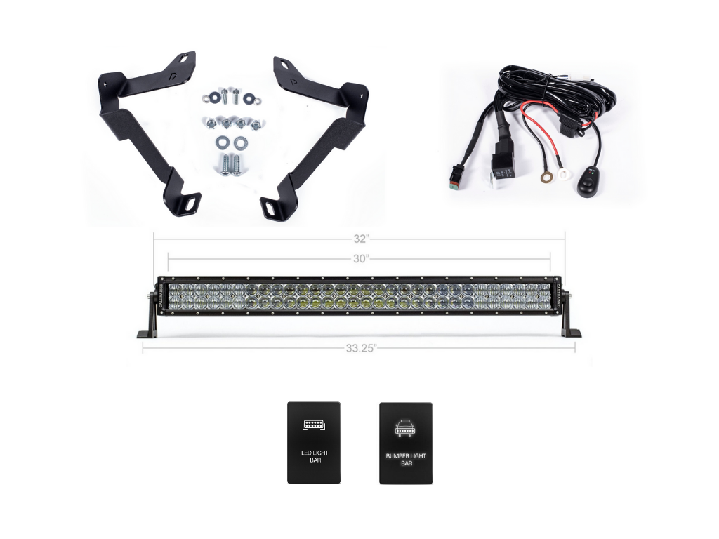 150W 30 LED Light Bar w/ Lower Bumper Brackets, Wirings For 14-21 Toyota  Tundra